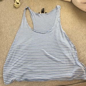 Blue and white striped crop top